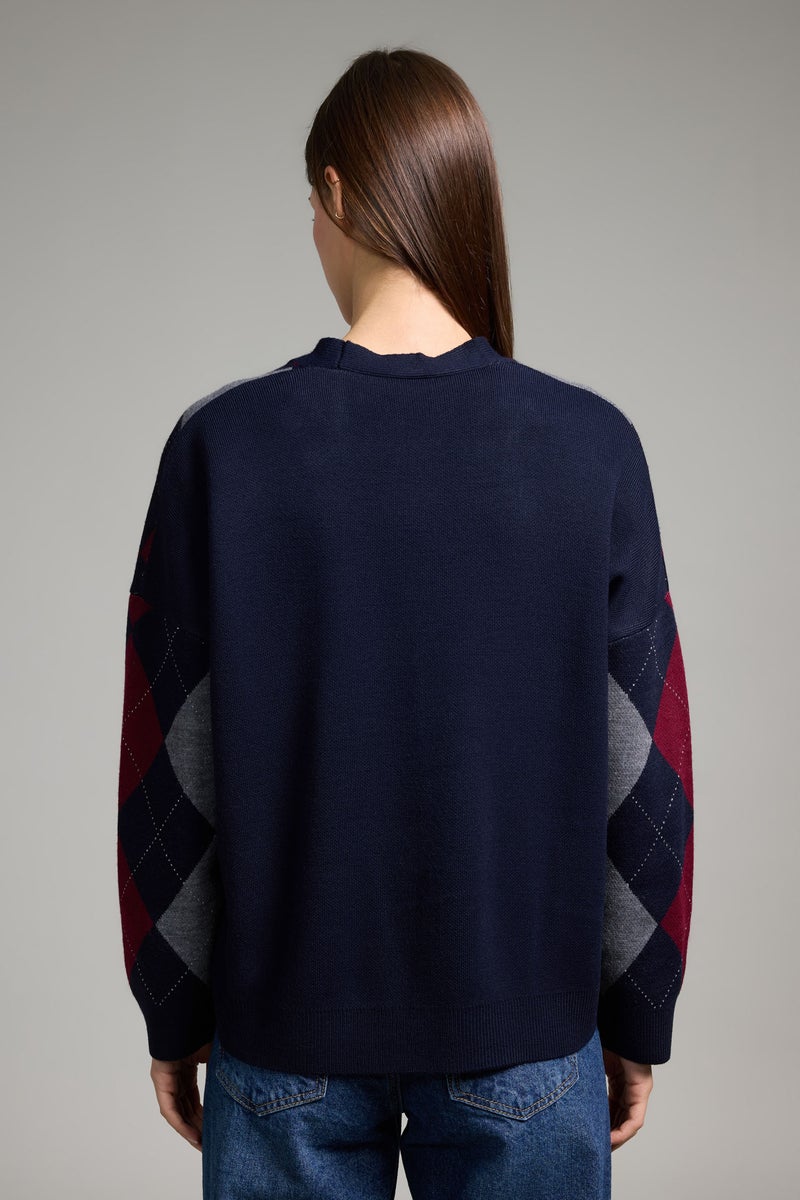 DeFacto Blue Woman Regular Fit V-Neck Cardigan Casual - Image 5